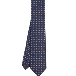 CRAVATTA SARTORIALE CLASSICA IN SETA BLU SCURO Microfantasia fiore