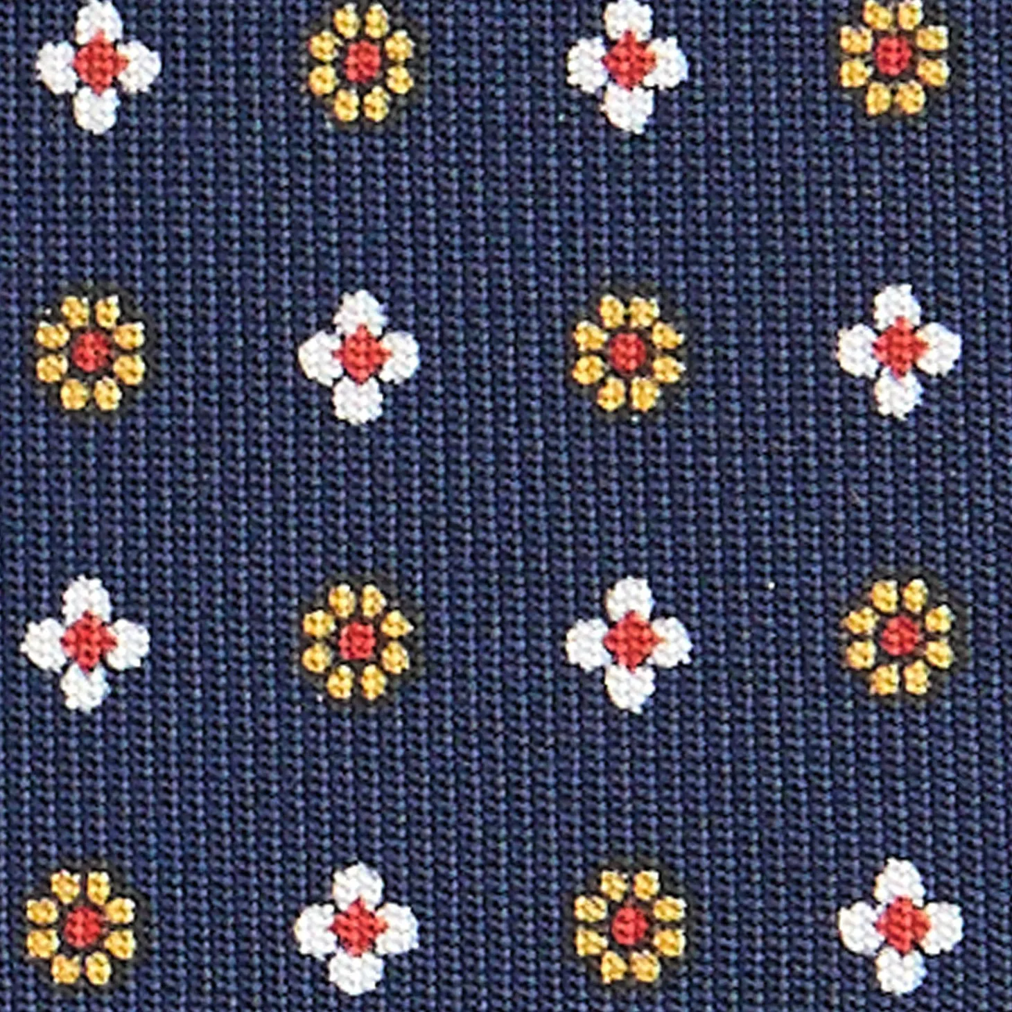 CRAVATTA SARTORIALE CLASSICA IN SETA BLU SCURO Microfantasia fiore