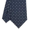 CRAVATTA SARTORIALE CLASSICA IN SETA BLU SCURO Microfantasia fiore