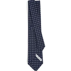 CRAVATTA SARTORIALE CLASSICA IN SETA BLU SCURO Microfantasia fiore