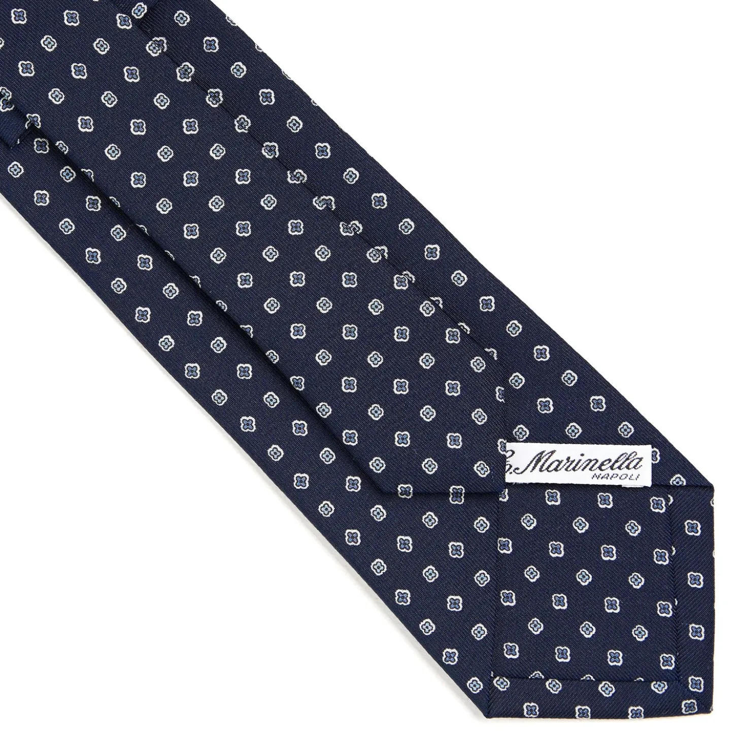 CRAVATTA SARTORIALE CLASSICA IN SETA BLU SCURO Microfantasia fiore
