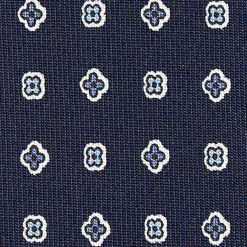 CRAVATTA SARTORIALE CLASSICA IN SETA BLU SCURO Microfantasia fiore