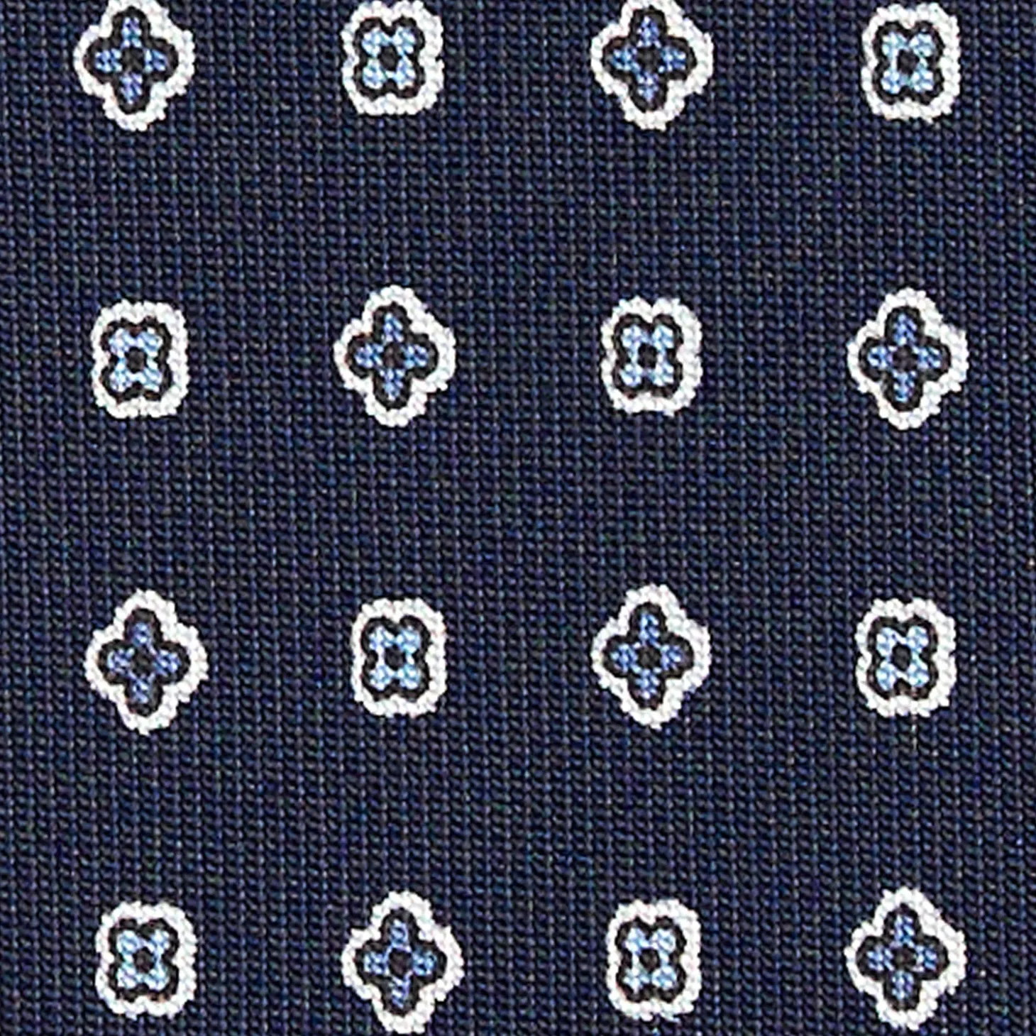 CRAVATTA SARTORIALE CLASSICA IN SETA BLU SCURO Microfantasia fiore