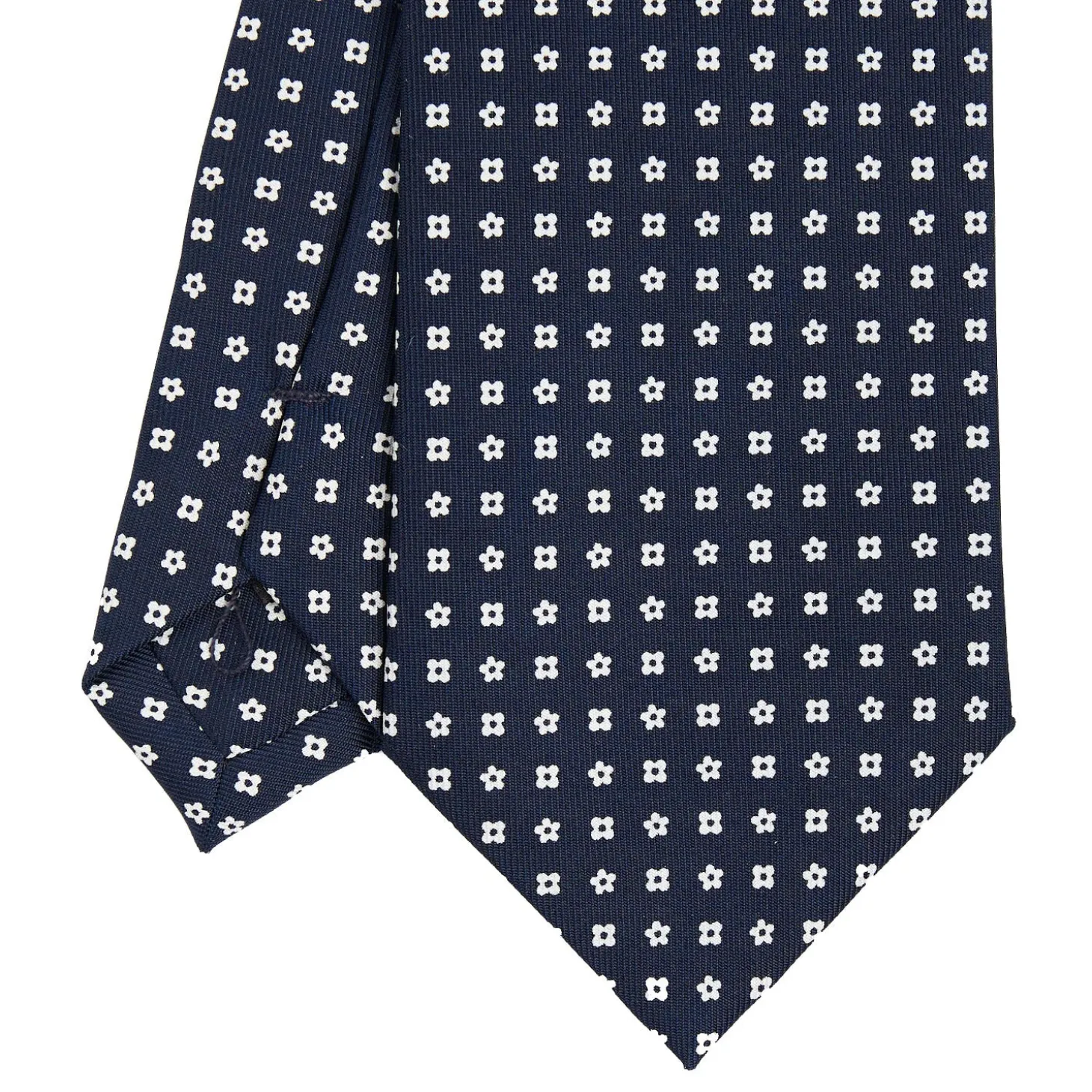 CRAVATTA SARTORIALE CLASSICA IN SETA BLU SCURO Microfantasia fiore