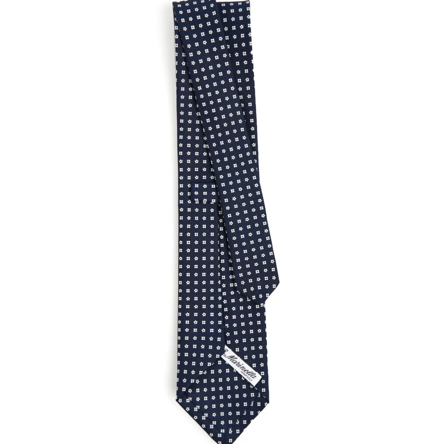 CRAVATTA SARTORIALE CLASSICA IN SETA BLU SCURO Microfantasia fiore