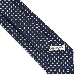 CRAVATTA SARTORIALE CLASSICA IN SETA BLU SCURO Microfantasia fiore