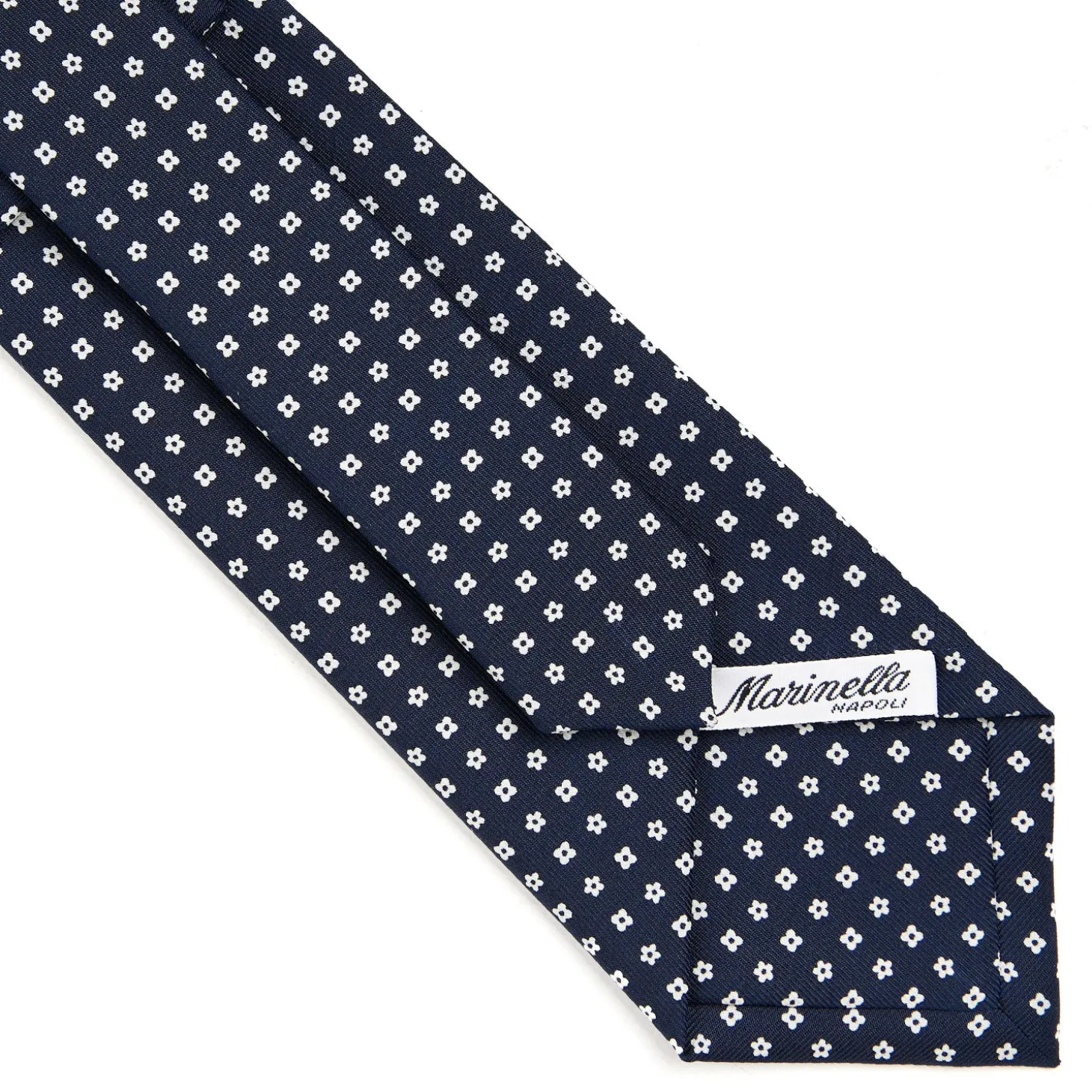 CRAVATTA SARTORIALE CLASSICA IN SETA BLU SCURO Microfantasia fiore