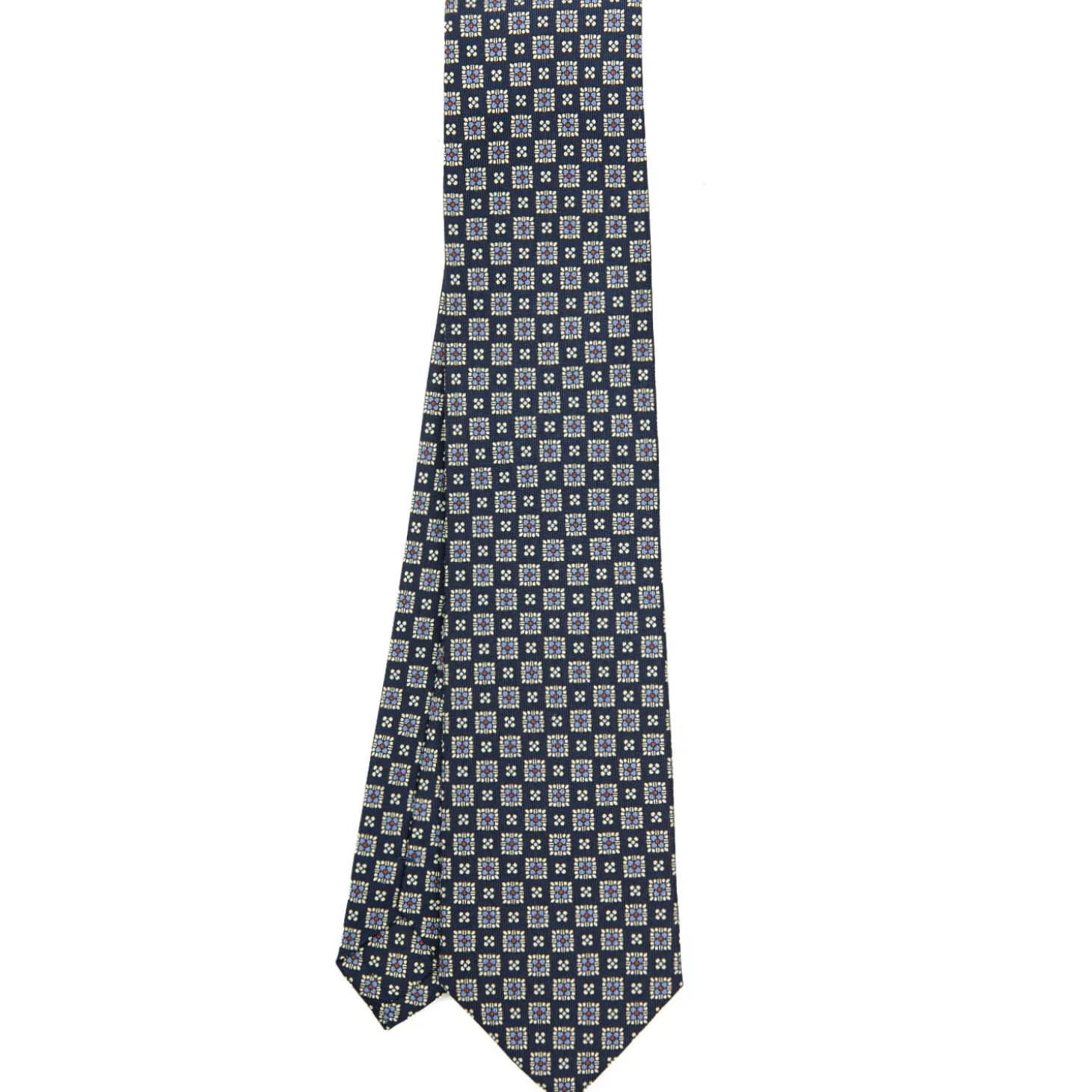 CRAVATTA SARTORIALE CLASSICA IN SETA BLU SCURO Microfantasia fiore
