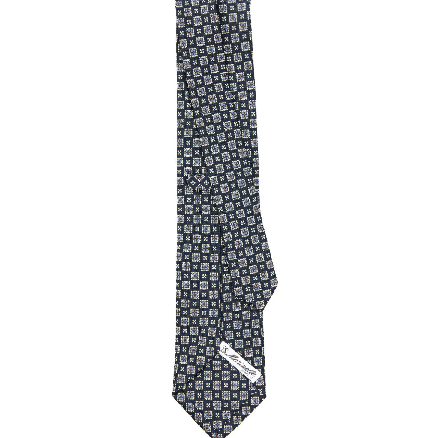 CRAVATTA SARTORIALE CLASSICA IN SETA BLU SCURO Microfantasia fiore