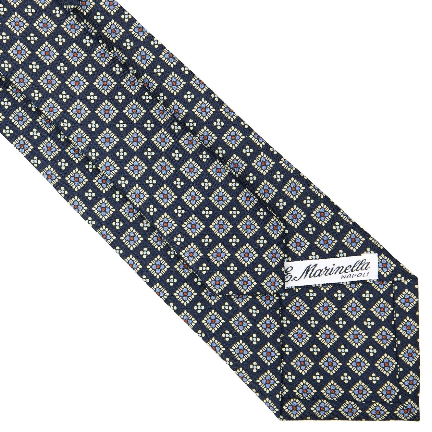 CRAVATTA SARTORIALE CLASSICA IN SETA BLU SCURO Microfantasia fiore