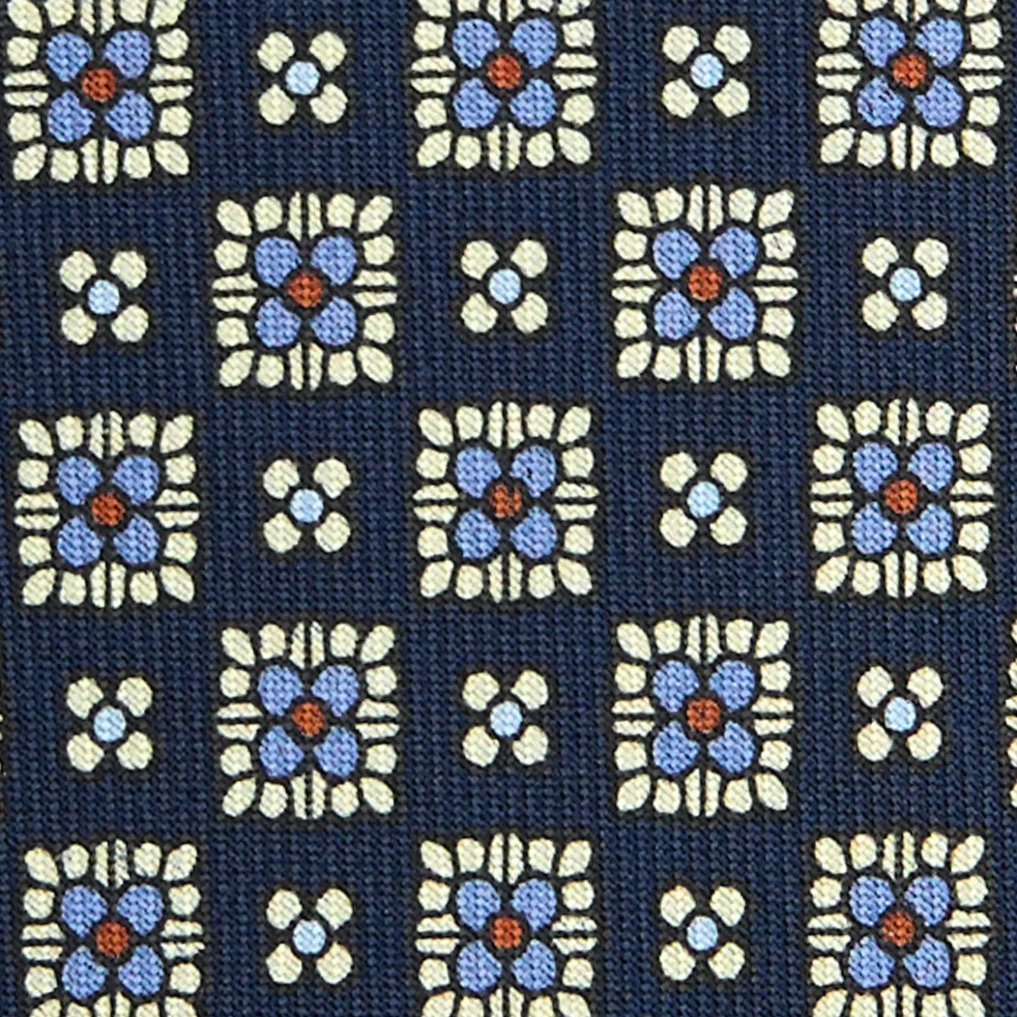 CRAVATTA SARTORIALE CLASSICA IN SETA BLU SCURO Microfantasia fiore