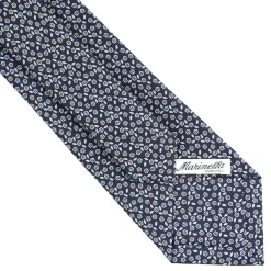 CRAVATTA SARTORIALE CLASSICA IN SETA BLU SCURO Microfantasia fiore