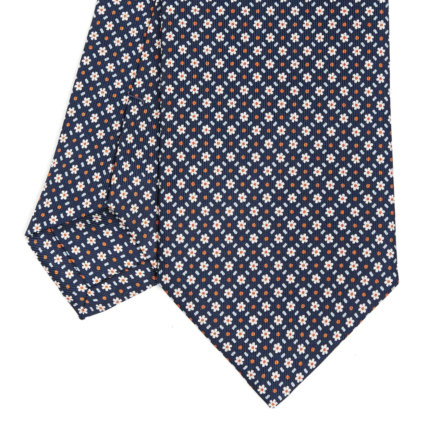 CRAVATTA SARTORIALE CLASSICA IN SETA BLU SCURO Microfantasia