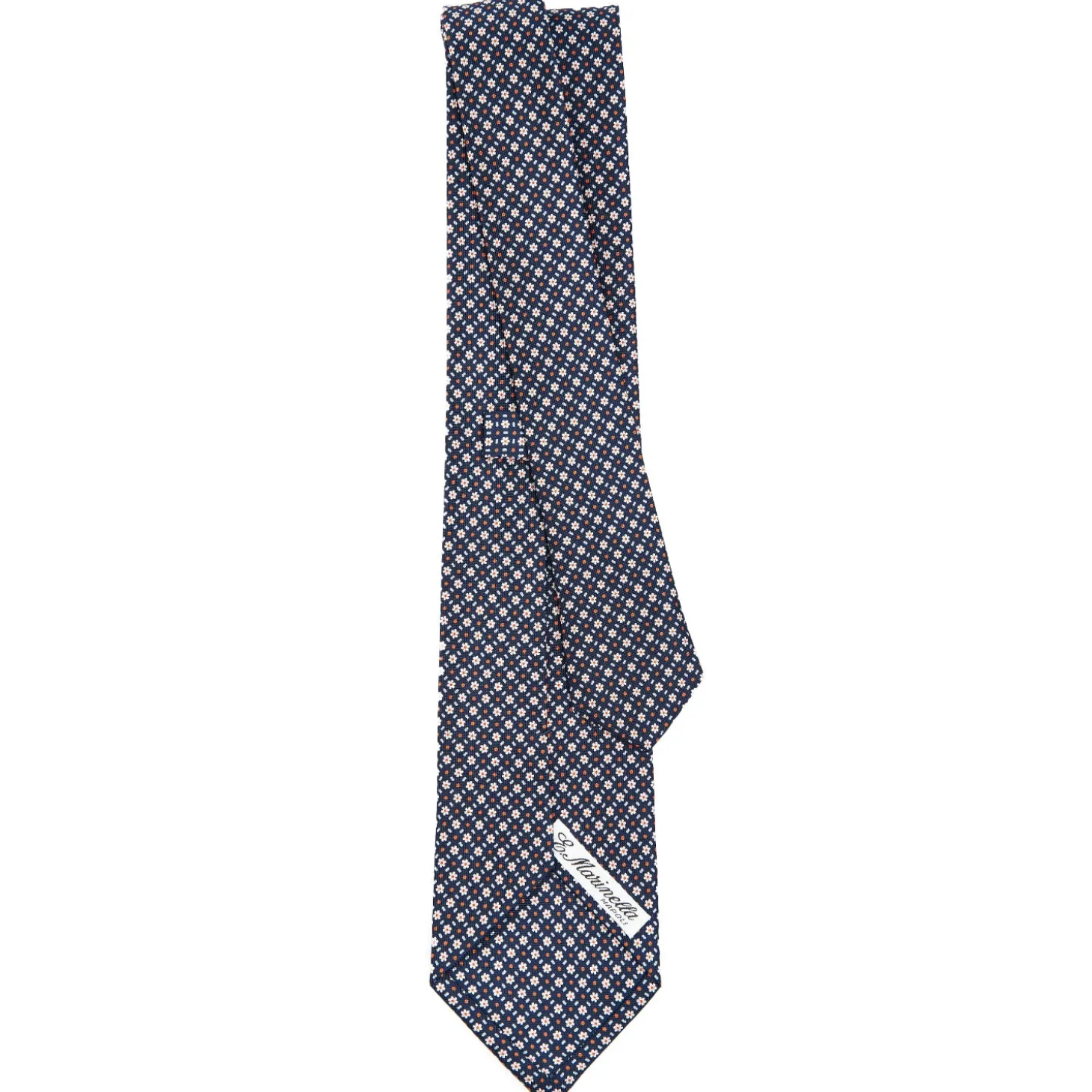 CRAVATTA SARTORIALE CLASSICA IN SETA BLU SCURO Microfantasia