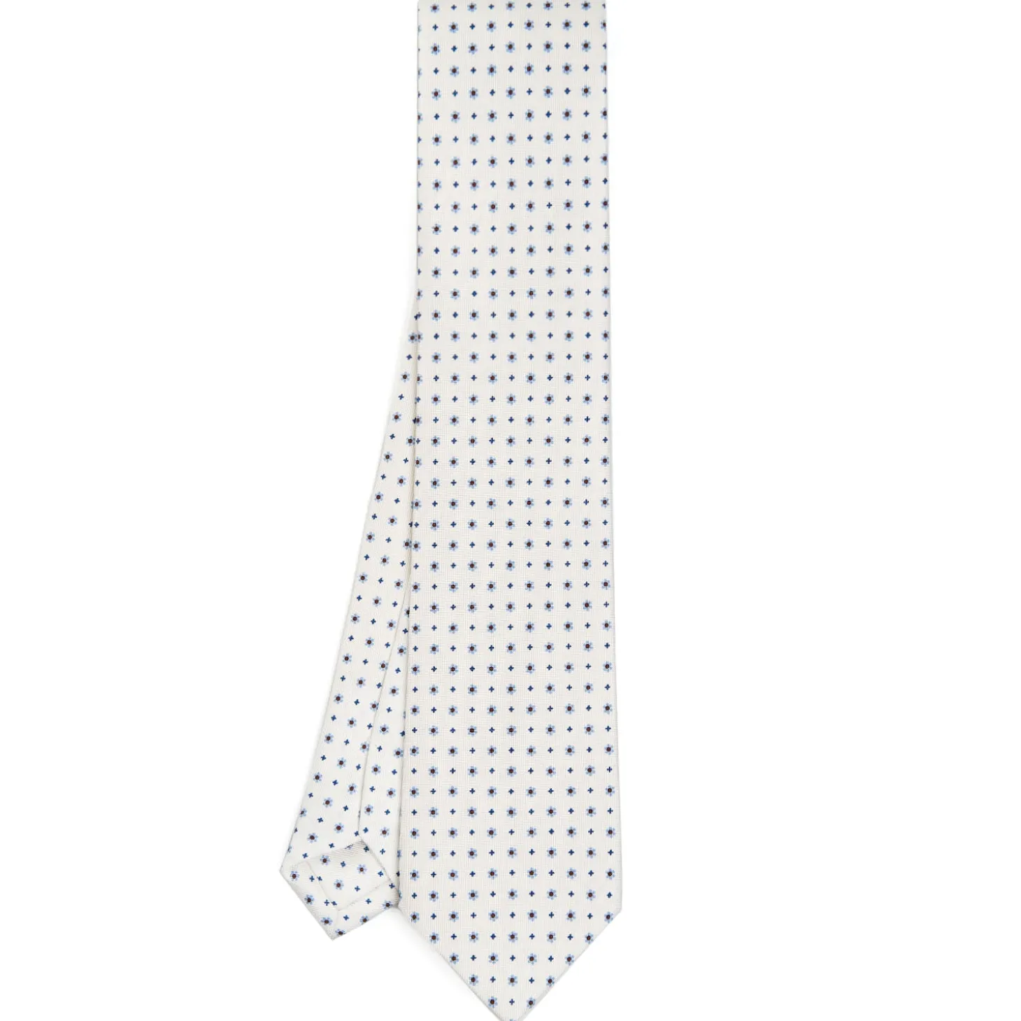 CRAVATTA SARTORIALE CLASSICA IN SETA BIANCA Microfantasia fiore