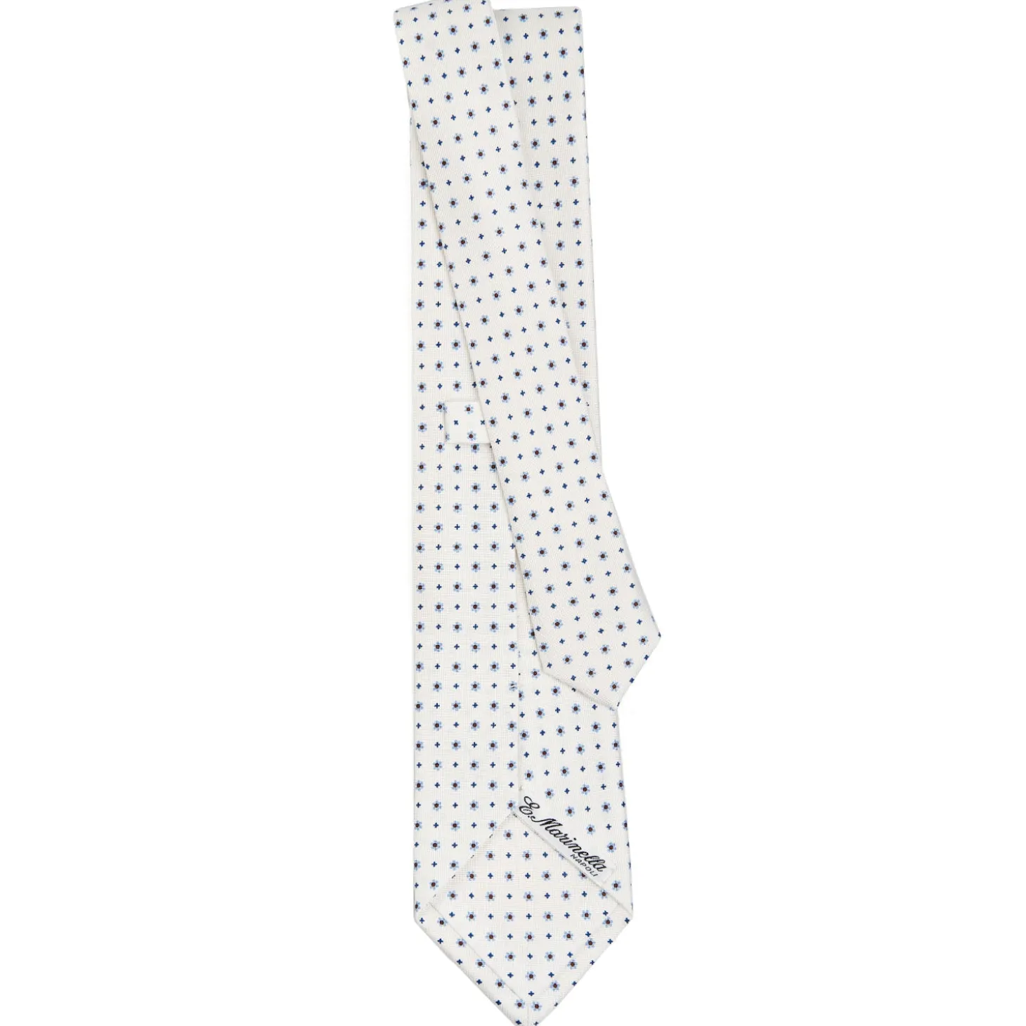 CRAVATTA SARTORIALE CLASSICA IN SETA BIANCA Microfantasia fiore