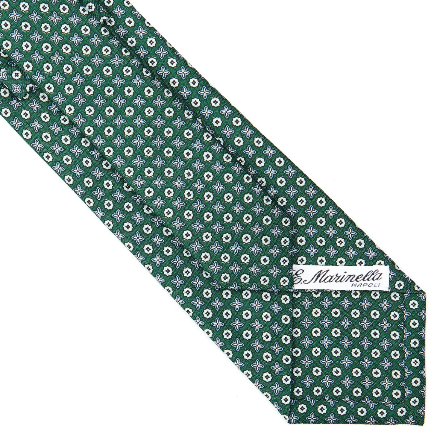 CRAVATTA SARTORIALE CLASSICA IN SETA VERDE SCURO Microfantasia fiore