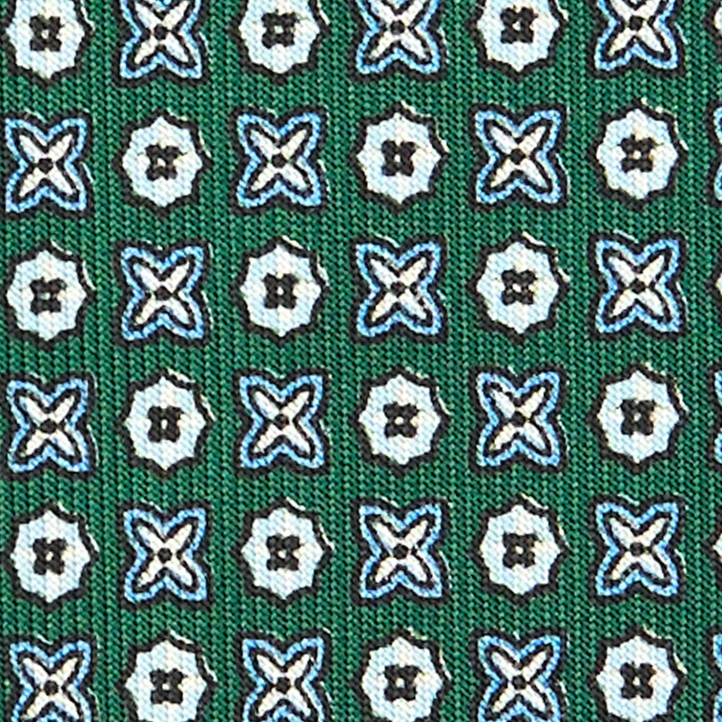 CRAVATTA SARTORIALE CLASSICA IN SETA VERDE SCURO Microfantasia fiore