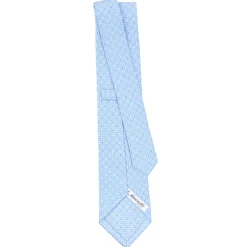 CRAVATTA SARTORIALE CLASSICA IN SETA AZZURRA Microfantasia fiore