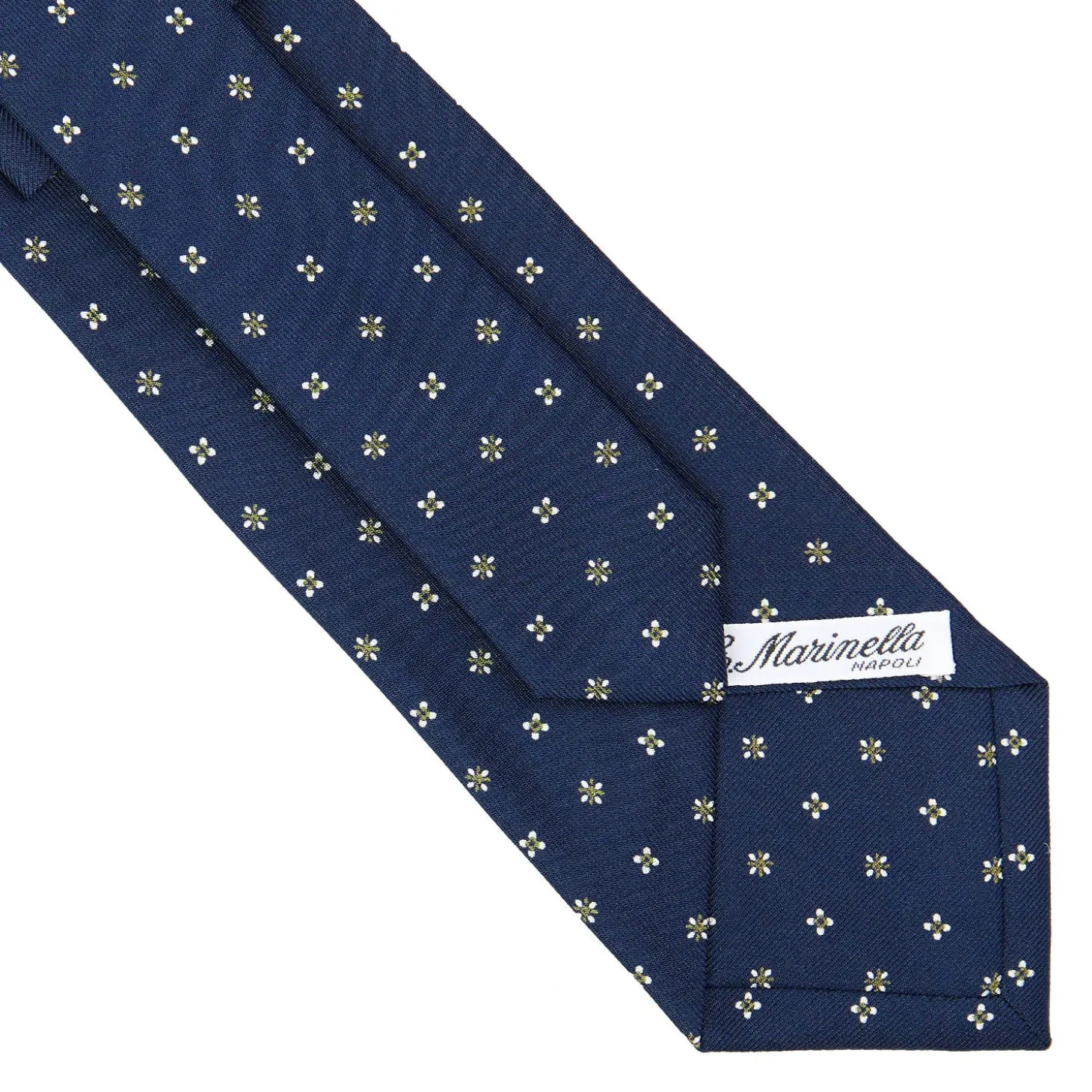 CRAVATTA SARTORIALE CLASSICA IN SETA BLU SCURO Microfantasia fiore