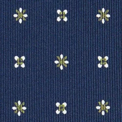 CRAVATTA SARTORIALE CLASSICA IN SETA BLU SCURO Microfantasia fiore