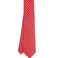 CRAVATTA SARTORIALE CLASSICA IN SETA ROSSA Microfantasia fiore