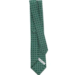 CRAVATTA SARTORIALE CLASSICA IN SETA VERDE OLIVA Microfantasia fiore