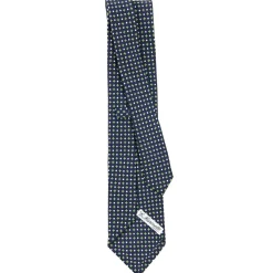 CRAVATTA SARTORIALE CLASSICA IN SETA BLU SCURO Microfantasia fiore