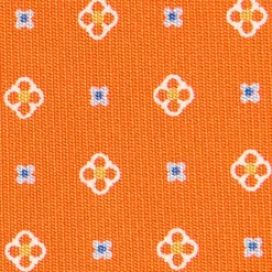 CRAVATTA SARTORIALE CLASSICA IN SETA ARANCIONE Microfantasia fiore