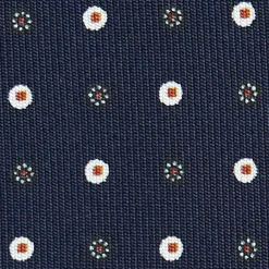 CRAVATTA SARTORIALE CLASSICA IN SETA BLU SCURO Microfantasia fiore
