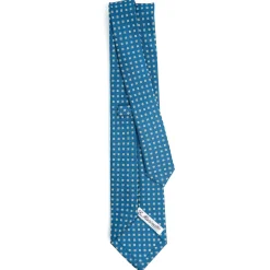CRAVATTA SARTORIALE CLASSICA IN SETA BLU MEDIO Microfantasia fiore