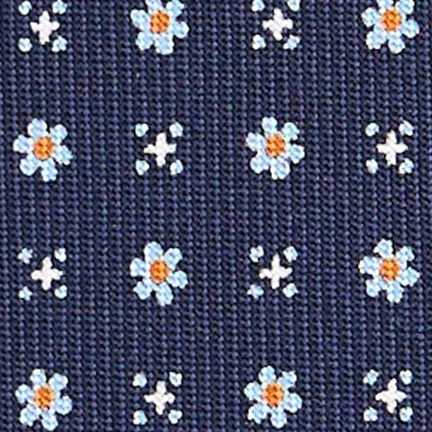 CRAVATTA SARTORIALE CLASSICA IN SETA BLU SCURO Microfantasia fiore