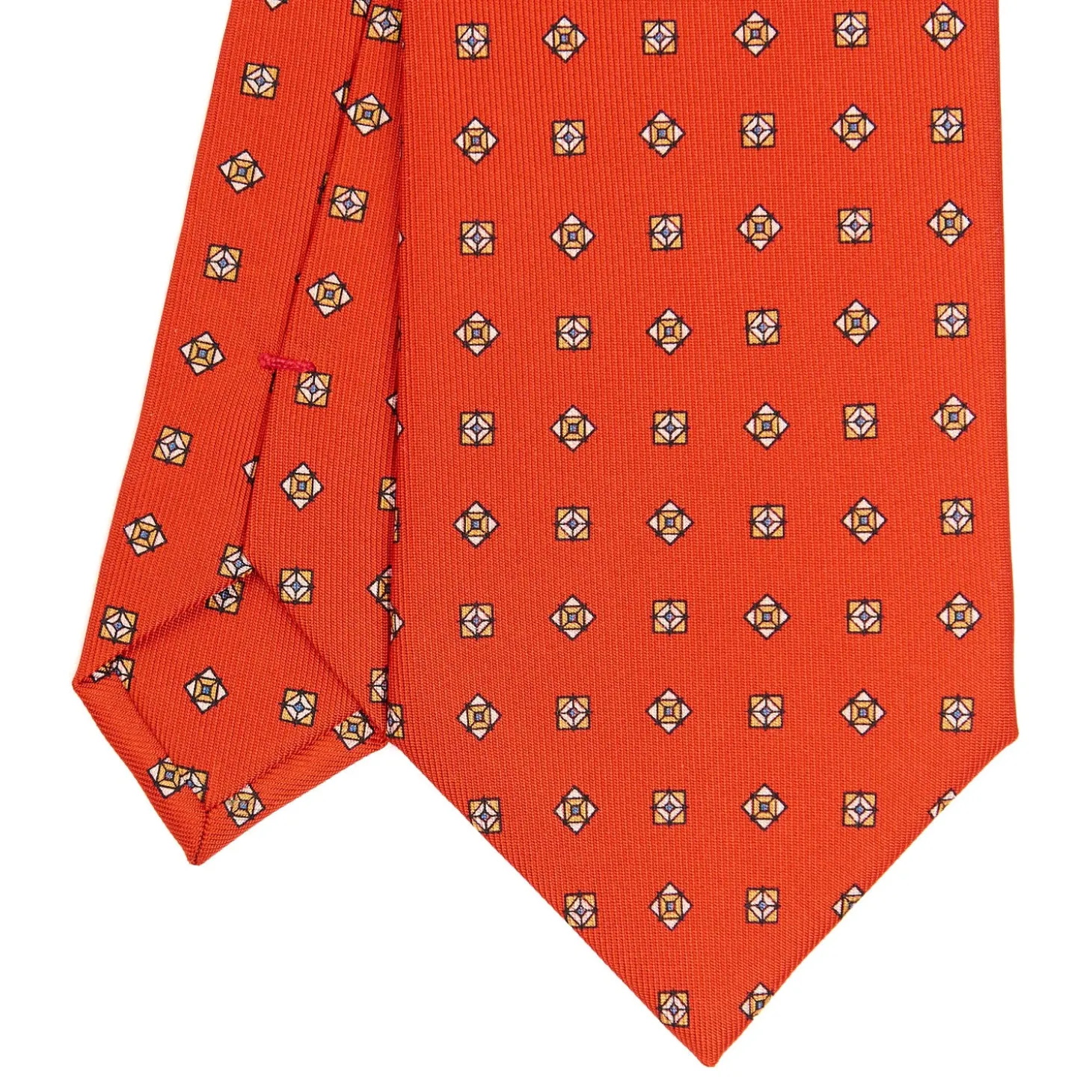 CRAVATTA SARTORIALE CLASSICA IN SETA ARANCIONE Microfantasia fiore