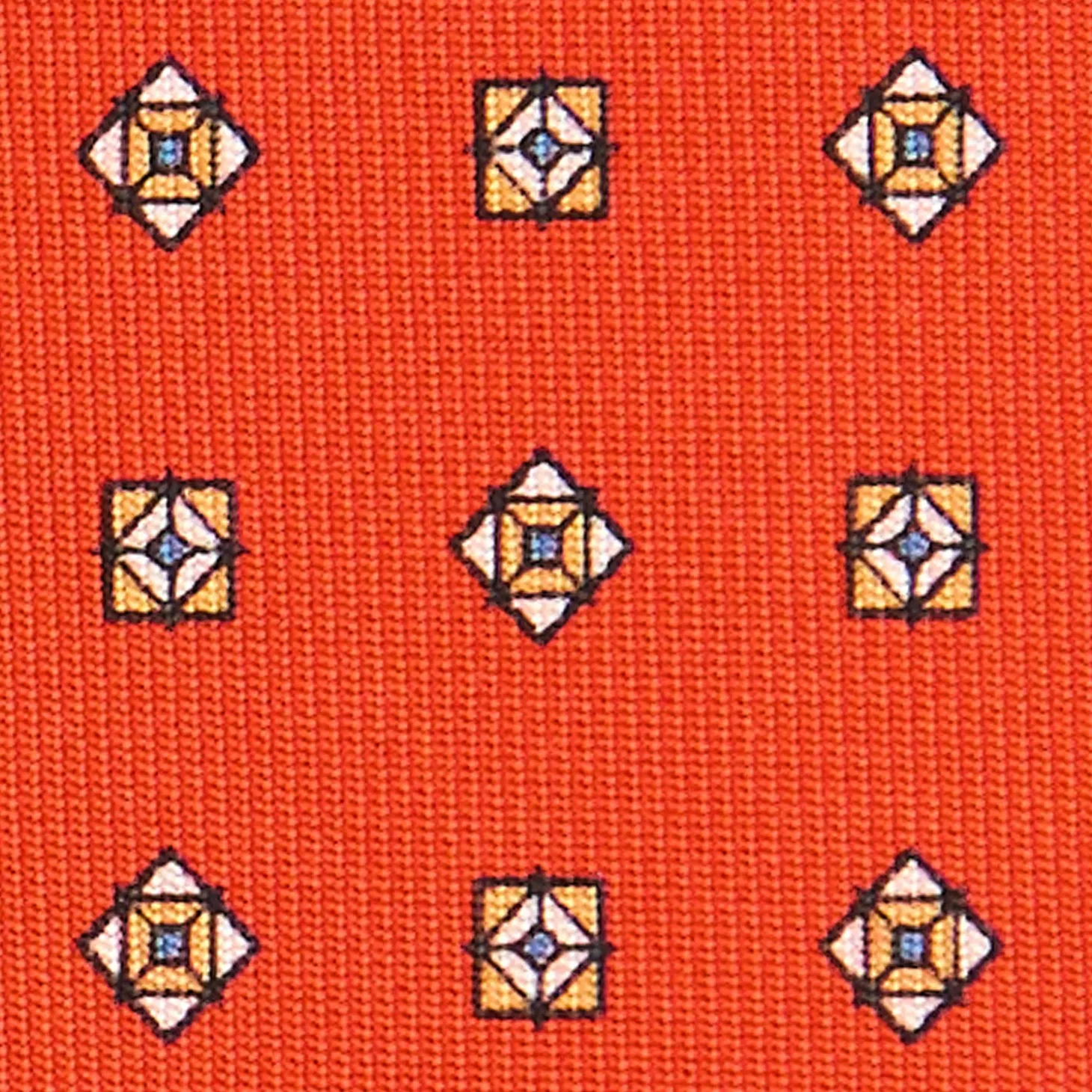 CRAVATTA SARTORIALE CLASSICA IN SETA ARANCIONE Microfantasia fiore