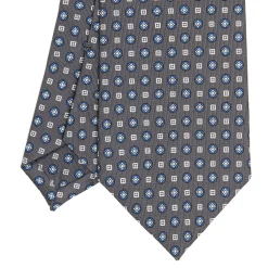 CRAVATTA SARTORIALE CLASSICA IN SETA GRIGIO SCURO Microfantasia fiore