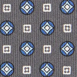 CRAVATTA SARTORIALE CLASSICA IN SETA GRIGIO SCURO Microfantasia fiore