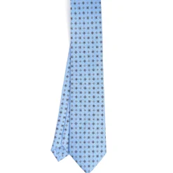 CRAVATTA SARTORIALE CLASSICA IN SETA AZZURRA Microfantasia fiore