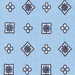 CRAVATTA SARTORIALE CLASSICA IN SETA AZZURRA Microfantasia fiore