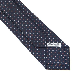 CRAVATTA SARTORIALE CLASSICA IN SETA BLU SCURO Microfantasia fiore