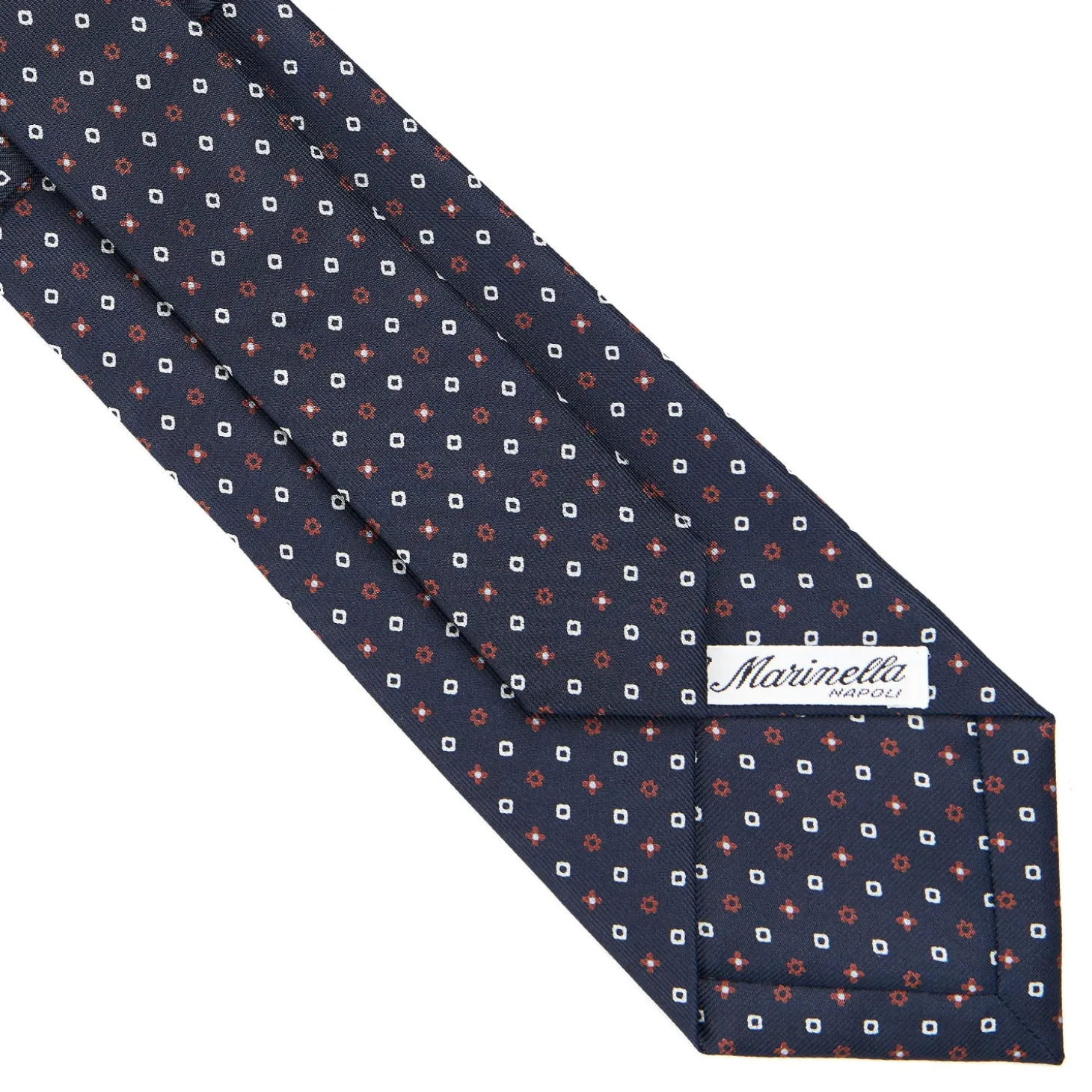 CRAVATTA SARTORIALE CLASSICA IN SETA BLU SCURO Microfantasia fiore