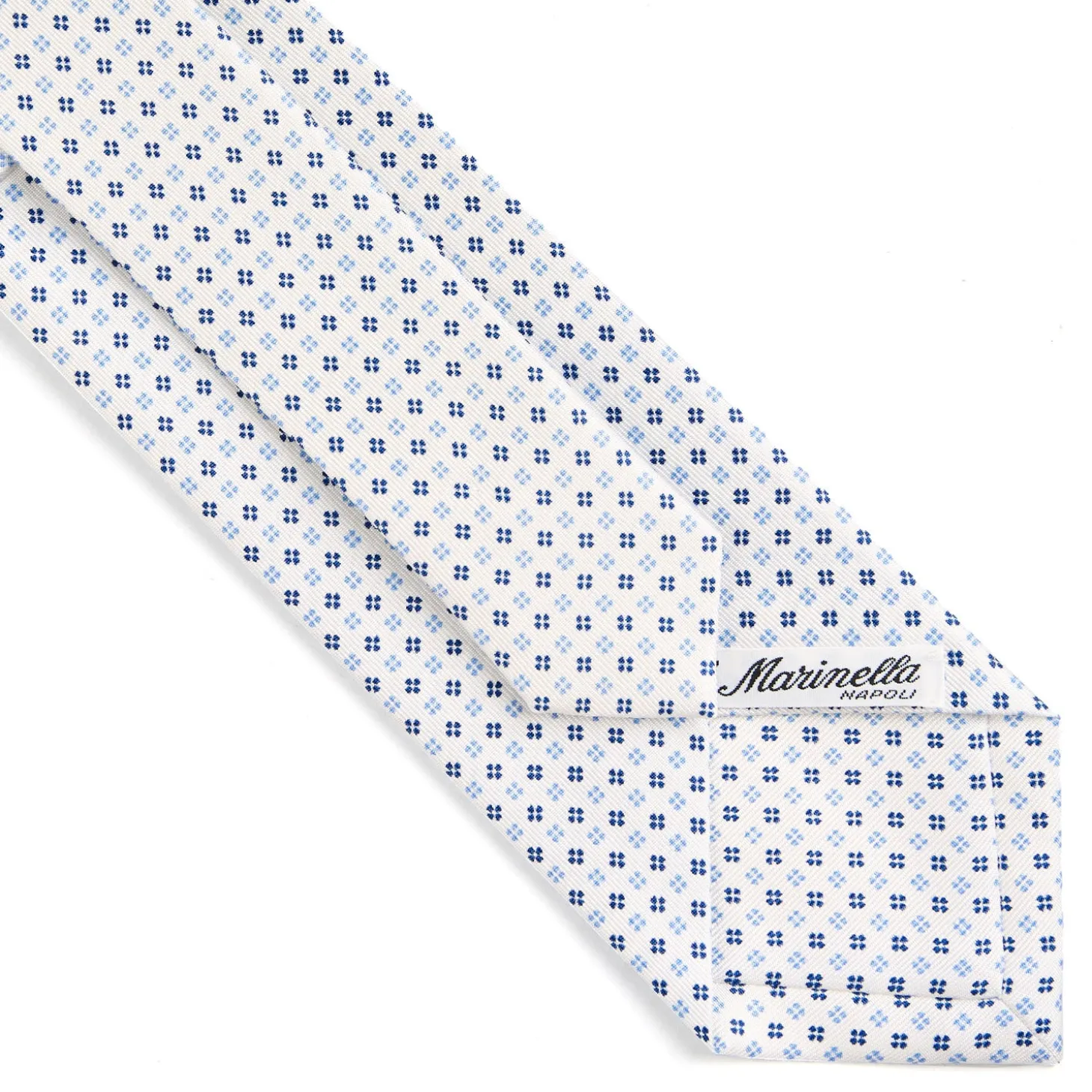 CRAVATTA SARTORIALE CLASSICA IN SETA BIANCA Microfantasia fiore
