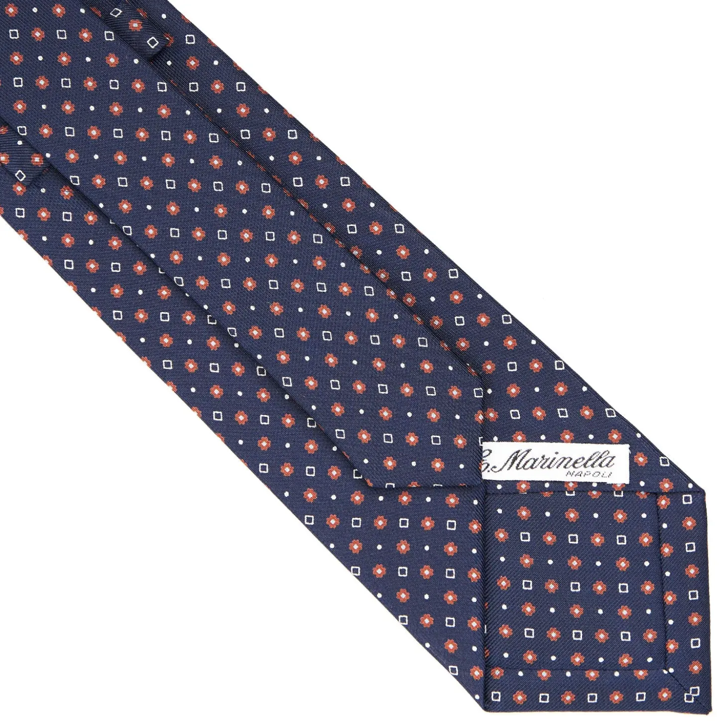 CRAVATTA SARTORIALE CLASSICA IN SETA BLU SCURO Microfantasia fiore