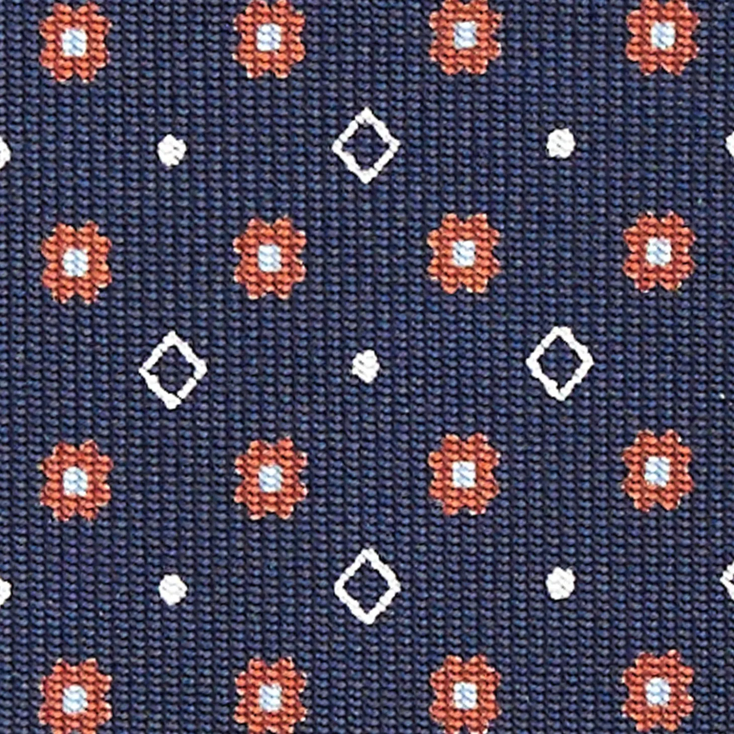 CRAVATTA SARTORIALE CLASSICA IN SETA BLU SCURO Microfantasia fiore