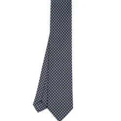 CRAVATTA SARTORIALE CLASSICA IN SETA BLU SCURO Microfantasia fiore