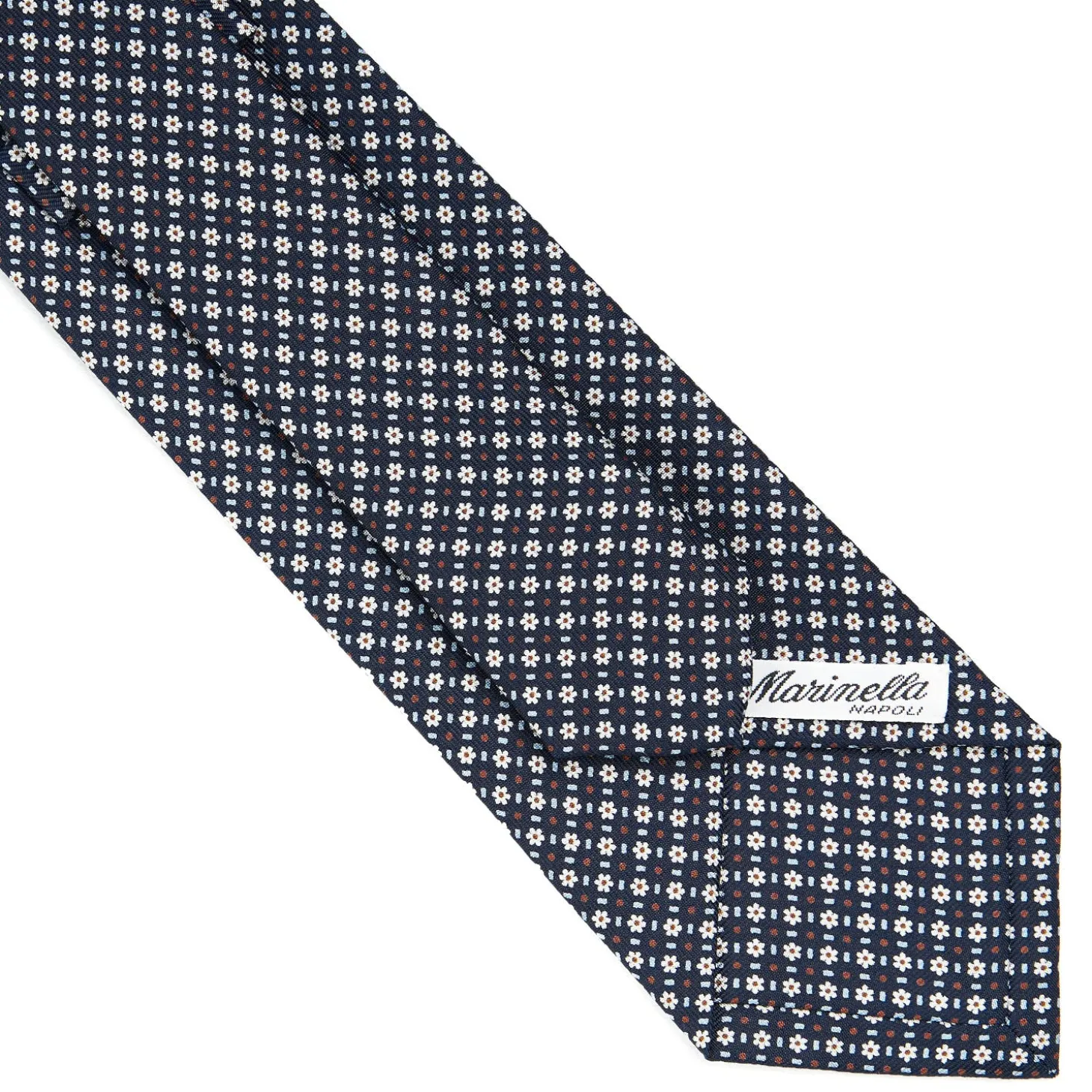 CRAVATTA SARTORIALE CLASSICA IN SETA BLU SCURO Microfantasia fiore