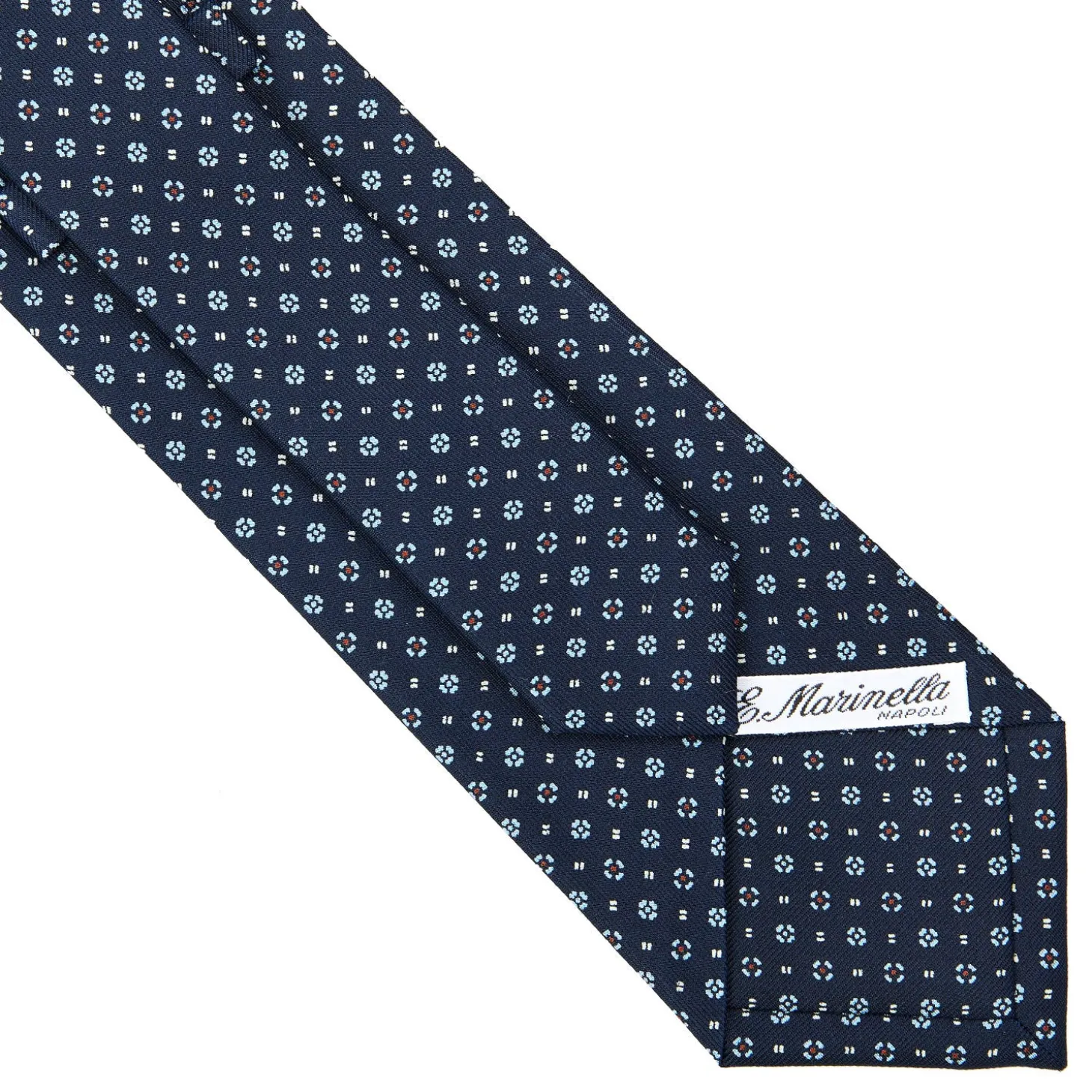 CRAVATTA SARTORIALE CLASSICA IN SETA BLU SCURO Microfantasia fiore