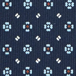 CRAVATTA SARTORIALE CLASSICA IN SETA BLU SCURO Microfantasia fiore