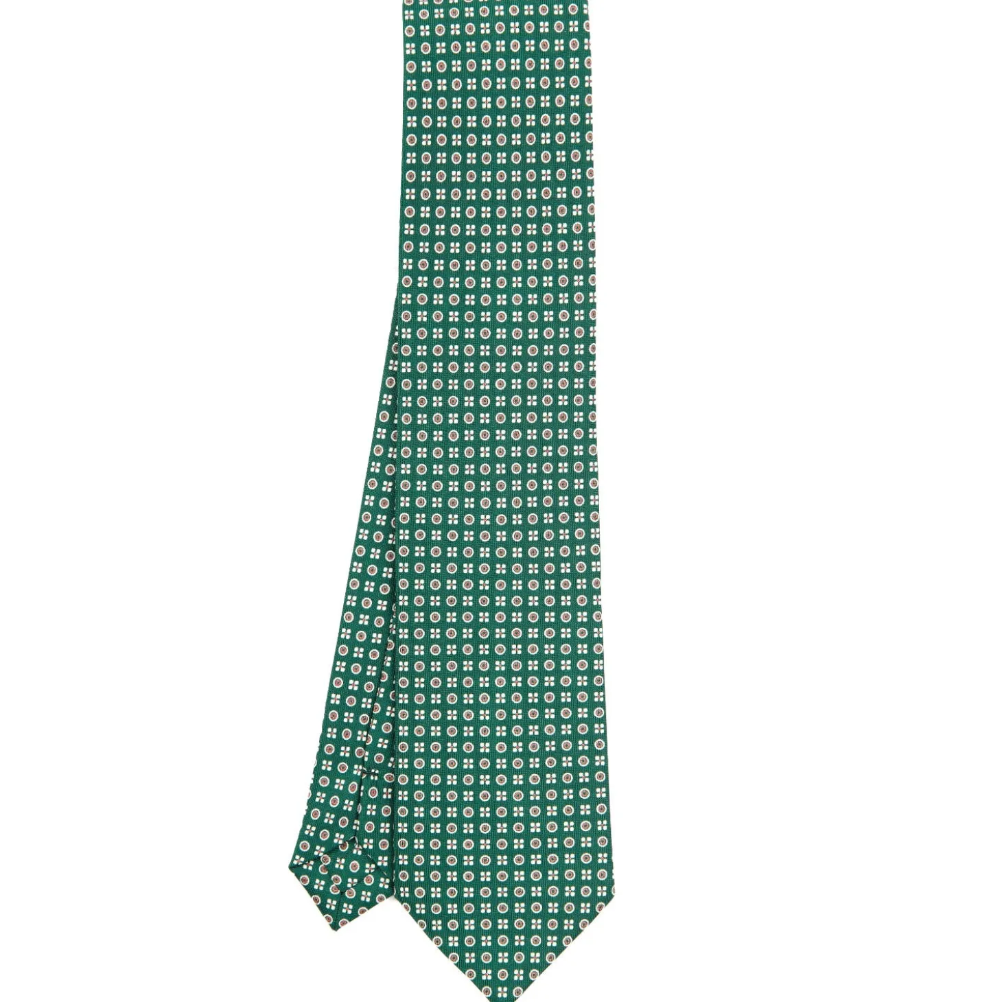CRAVATTA SARTORIALE CLASSICA IN SETA VERDE SCURO Microfantasia fiore