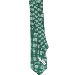 CRAVATTA SARTORIALE CLASSICA IN SETA VERDE SCURO Microfantasia fiore