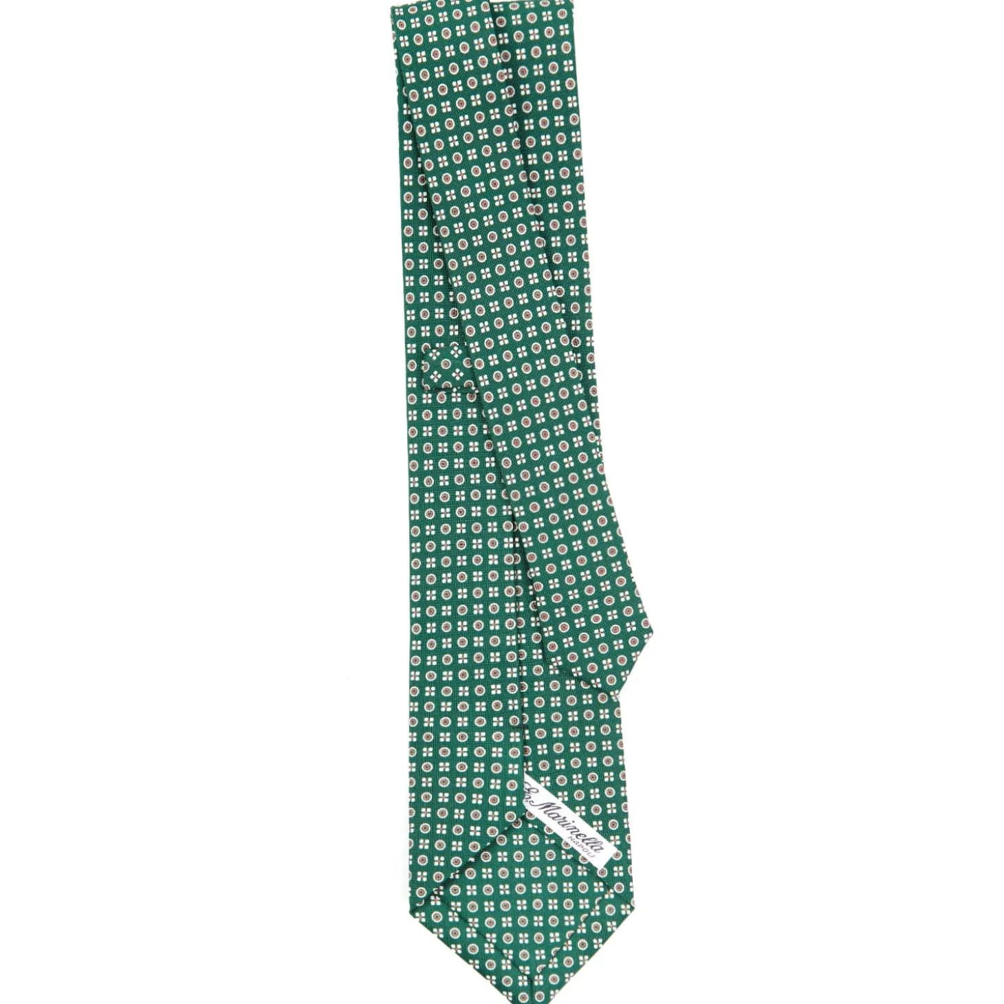 CRAVATTA SARTORIALE CLASSICA IN SETA VERDE SCURO Microfantasia fiore